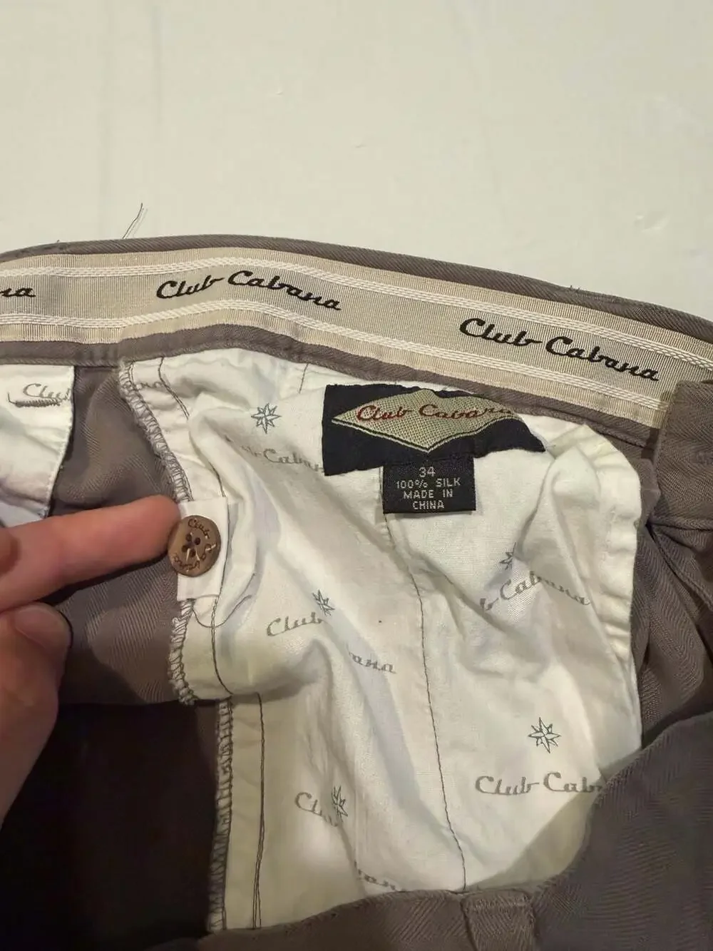 Club Cabana Men's Pleated 100% Silk Shorts Brown Size 34